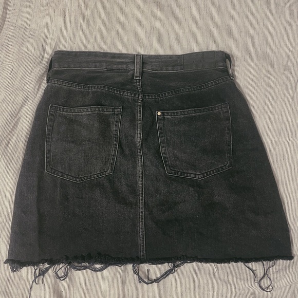 Black Denim Skirt with Raw Hem - Picture 3 of 3